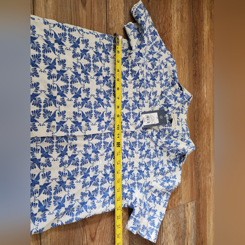 Universal Thread Top Women's XS Blue Print Short Sleeve Camp Shirt NEW - Picture 5 of 7